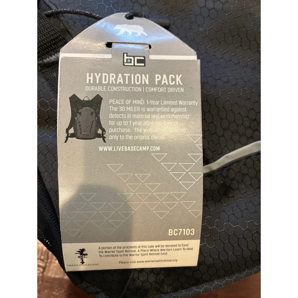 Basecamp Hydration Pack 2 Liter 30 Miler BC7103 Ripstop Black Republic Services